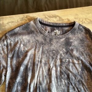 Hollister Black and Gray Tie-Dye Tee